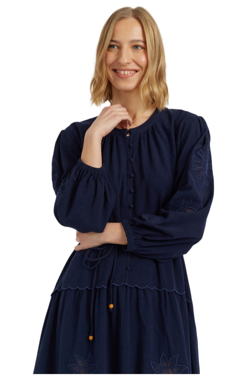 Women's Chinti and Parker Sienna Linen-Blend Broderie Dress