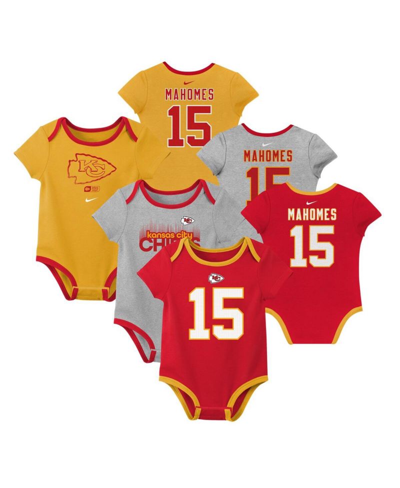 Baby Boys and Girls Patrick Mahomes Kansas City Chiefs Name & Number 3-Pack Bodysuit Set