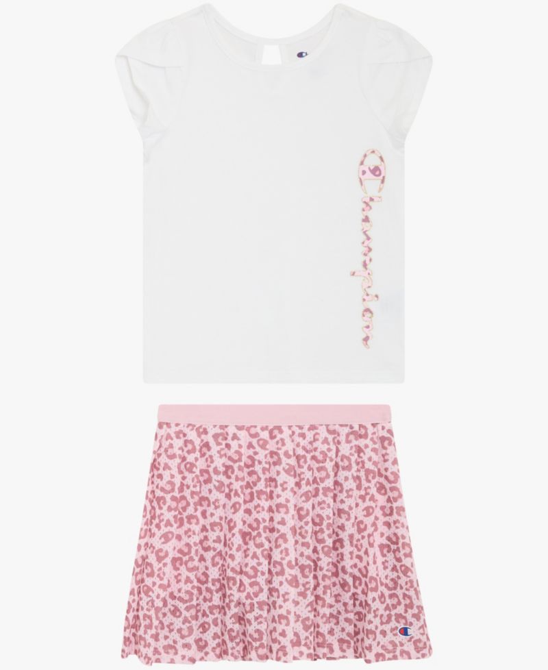 Girls' 4-6X Short-Sleeve T-Shirt and Skort, 2-Piece Set