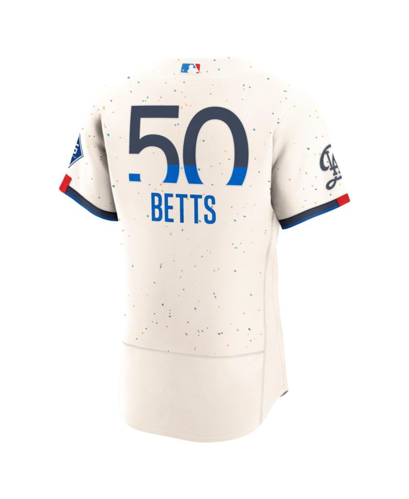 Men's Cream Mookie Betts Los Angeles Dodgers City Connect Authentic Sponsor Patch Jersey