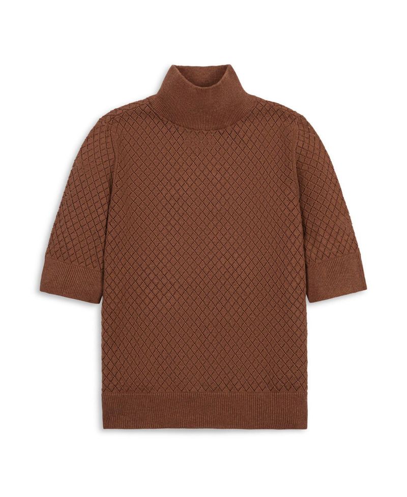 Women's Organic Cotton Diamond Stitch Mock Neck Sweater