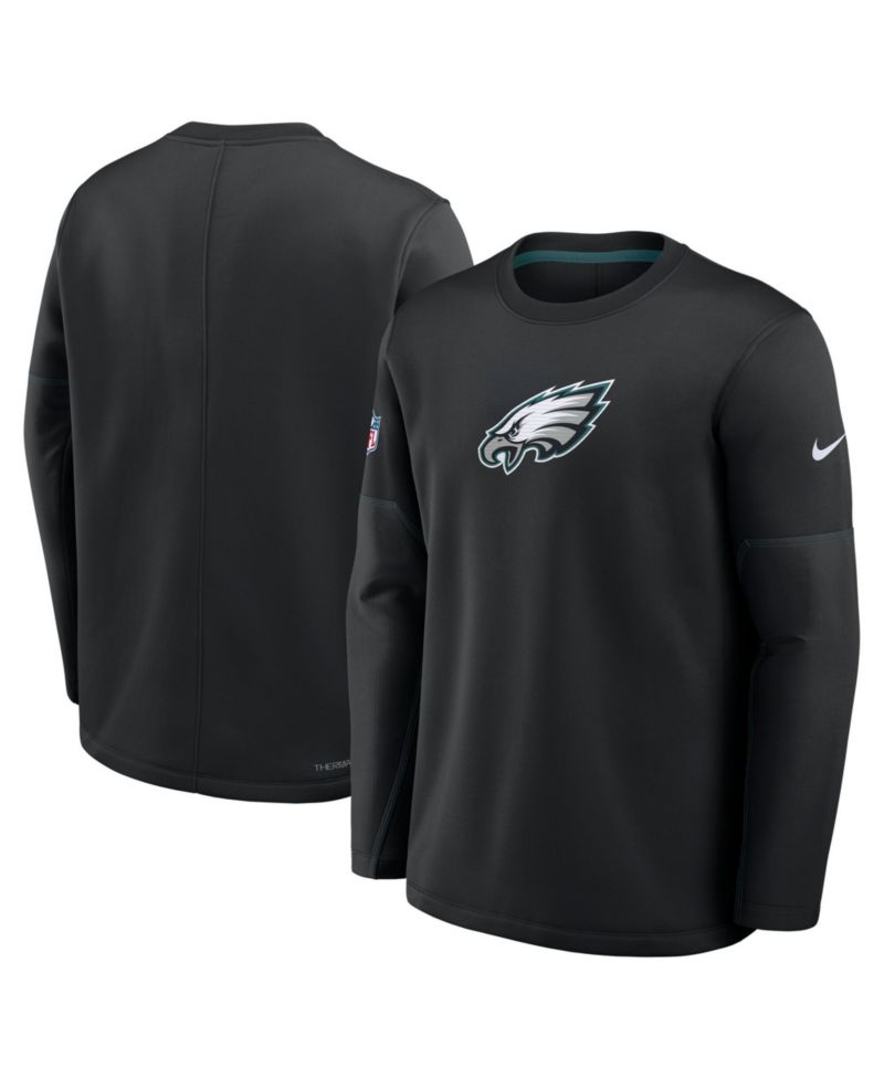 Men's Black Philadelphia Eagles Sideline Coaches Team Present Midweight Therma-FIT Sweatshirt