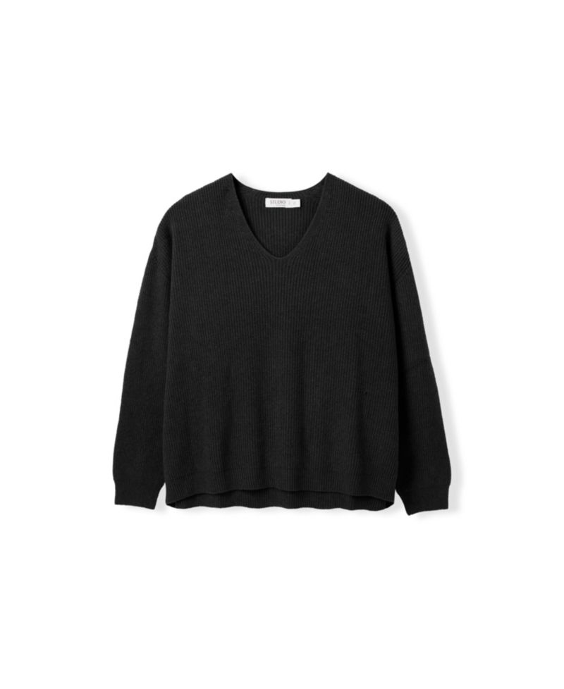Women's Ribbed V-Neck Jumper