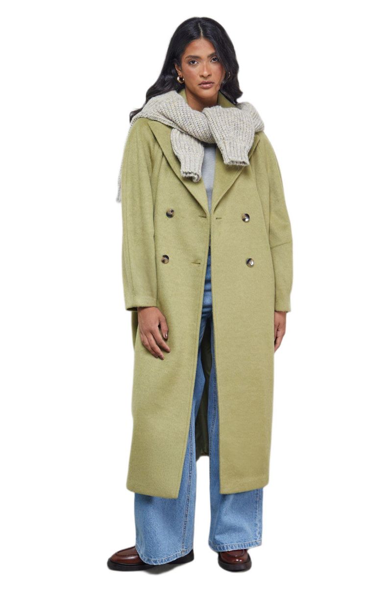 Women's Oversized Pleat Back Detail Maxi Coat