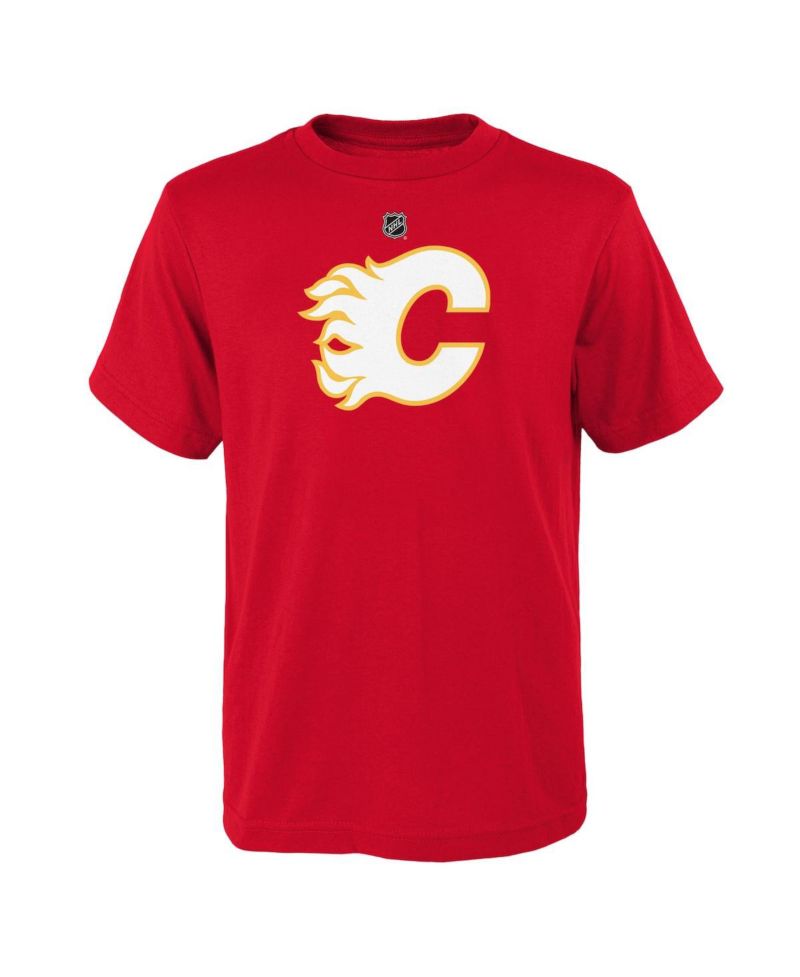Big Boys and Girls Red Calgary Flames Primary Logo T-Shirt