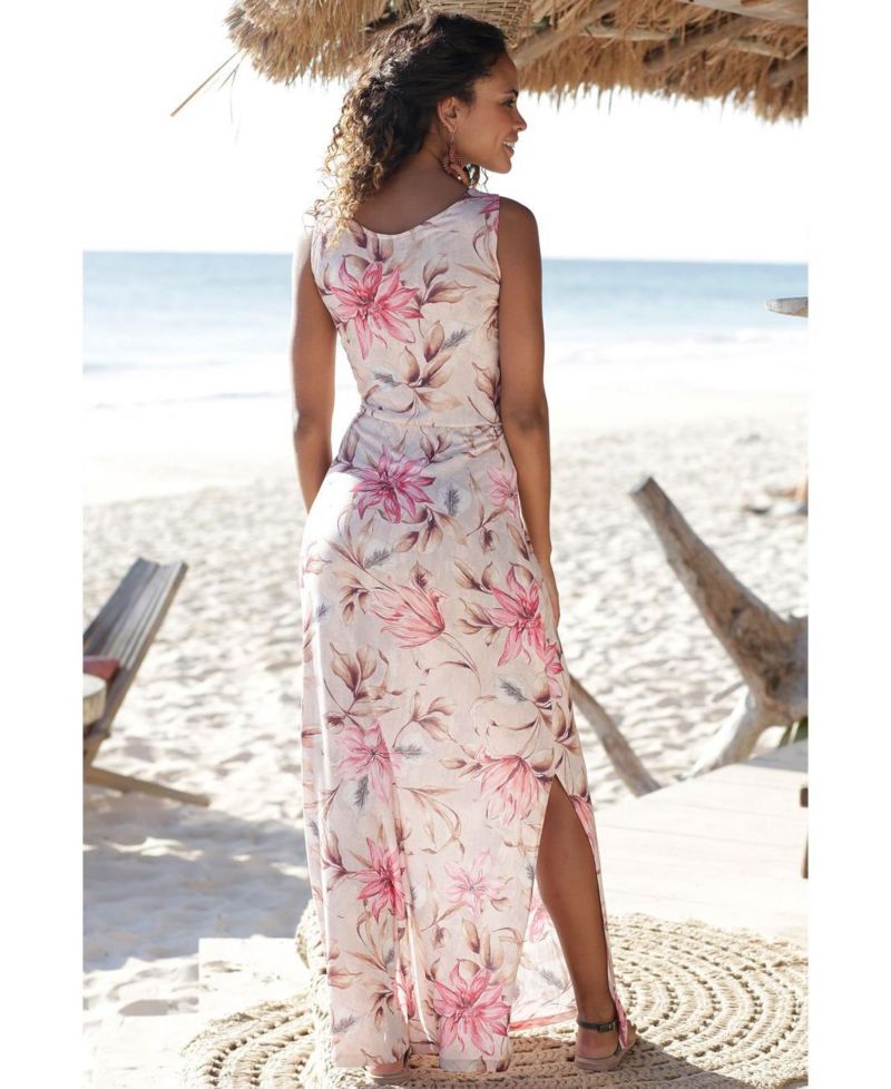 Women's Floral-Print Column Scoop Neck Maxi Dress