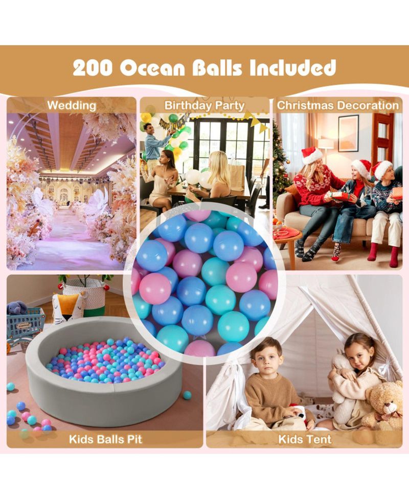 42.5 in Round Foam Ball Pit with 25D Sponge Filling and Washable PU Cover for Toddlers
