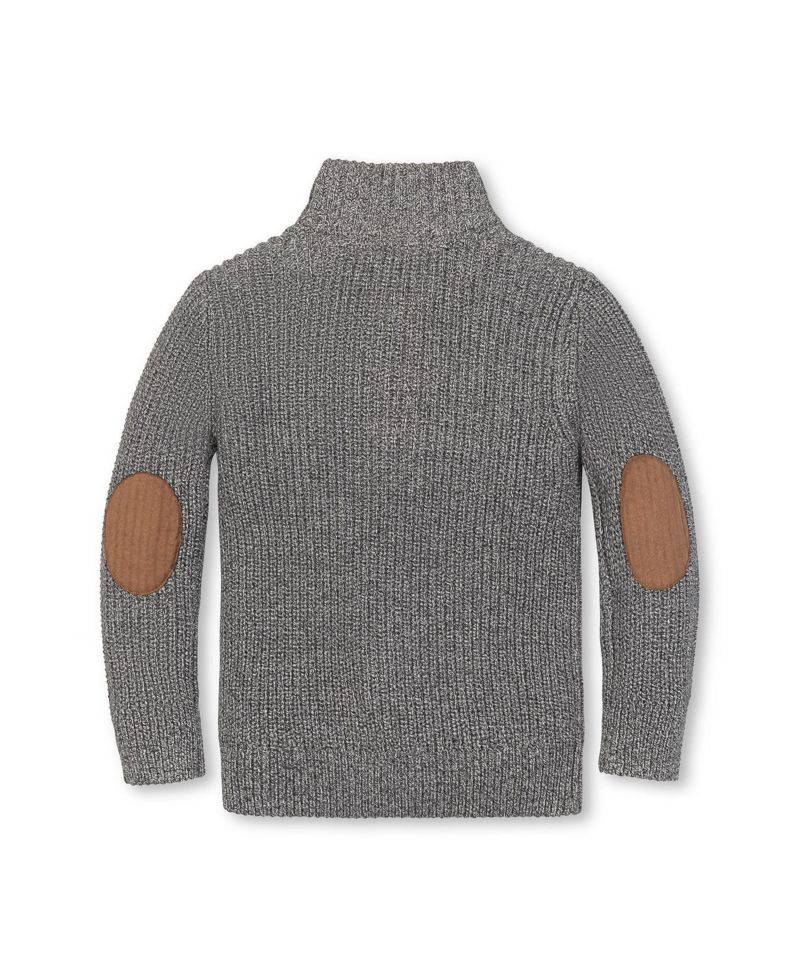 Hope and Henry Little and Big Boys' Organic Mock Neck Cardigan Stitch Sweater