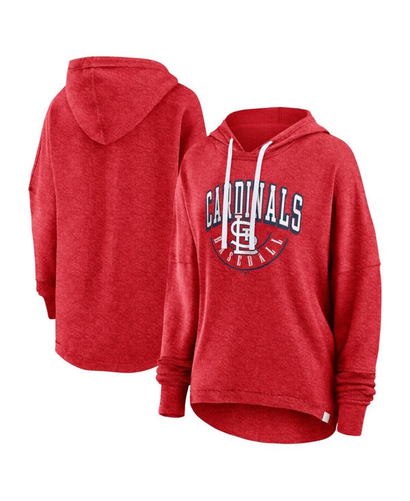 Women's Heather Red Distressed St. Louis Cardinals Luxe Pullover Hoodie