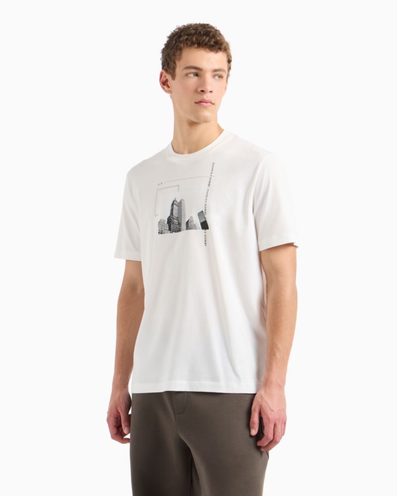 Men's Short Sleeve Crewneck Building Graphic T-Shirt