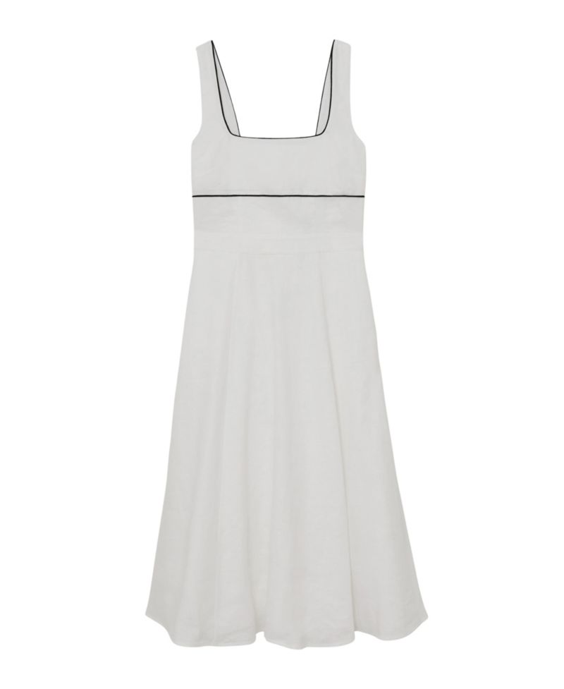 Women's Dorethea Linen Contrast-Trim Midi Dress