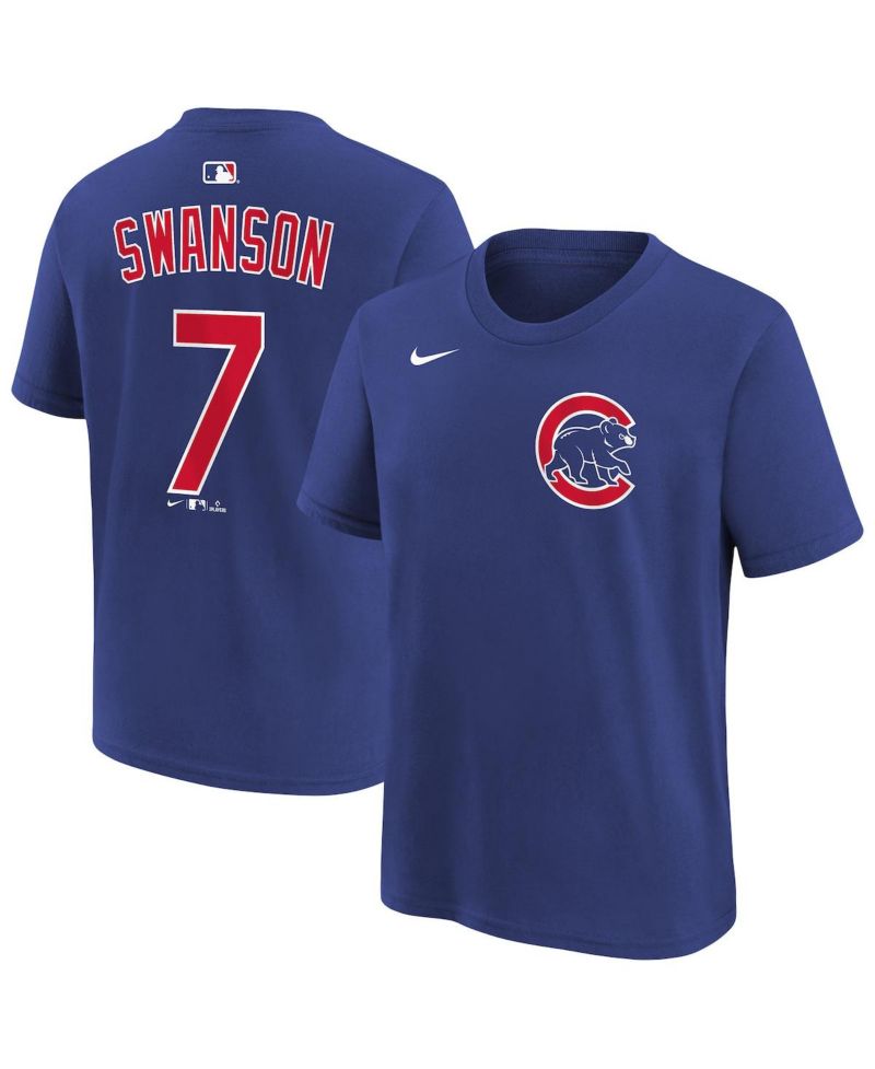 Big Boys and Girls Dansby Swanson Royal Chicago Cubs Name & Number T-Shirt