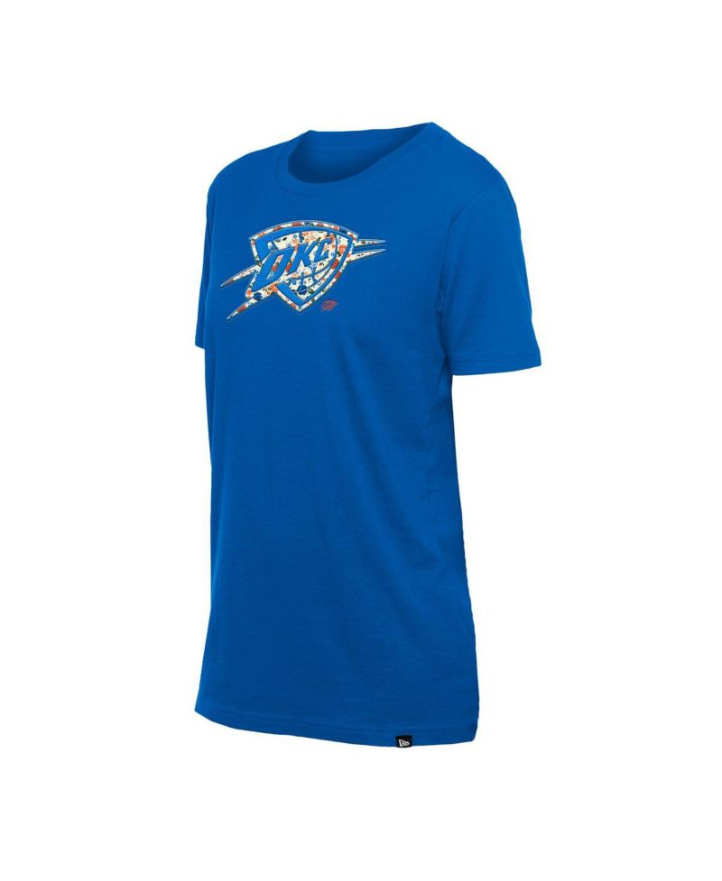 Women's Blue Oklahoma City Thunder Glam Game Flower T-Shirt