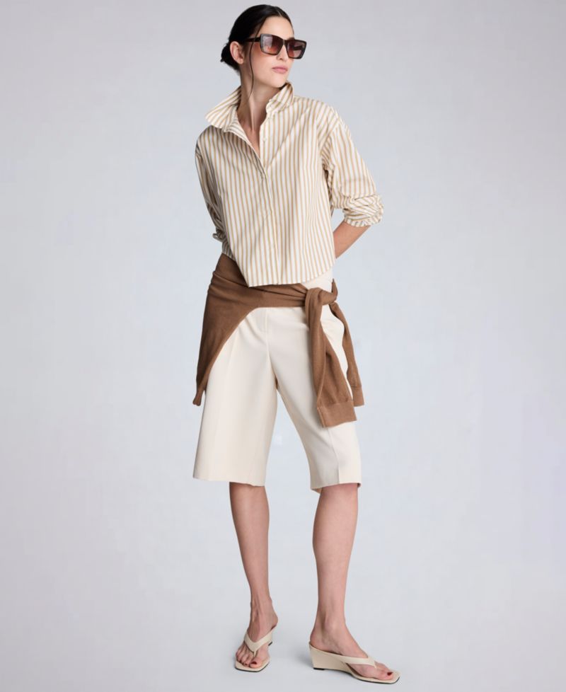 Women's Button-Front Cropped Shirt