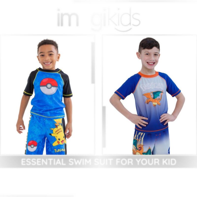 Boys' 2-Piece Swimwear Rash Guard and Swim Trunks Set UPF 50+