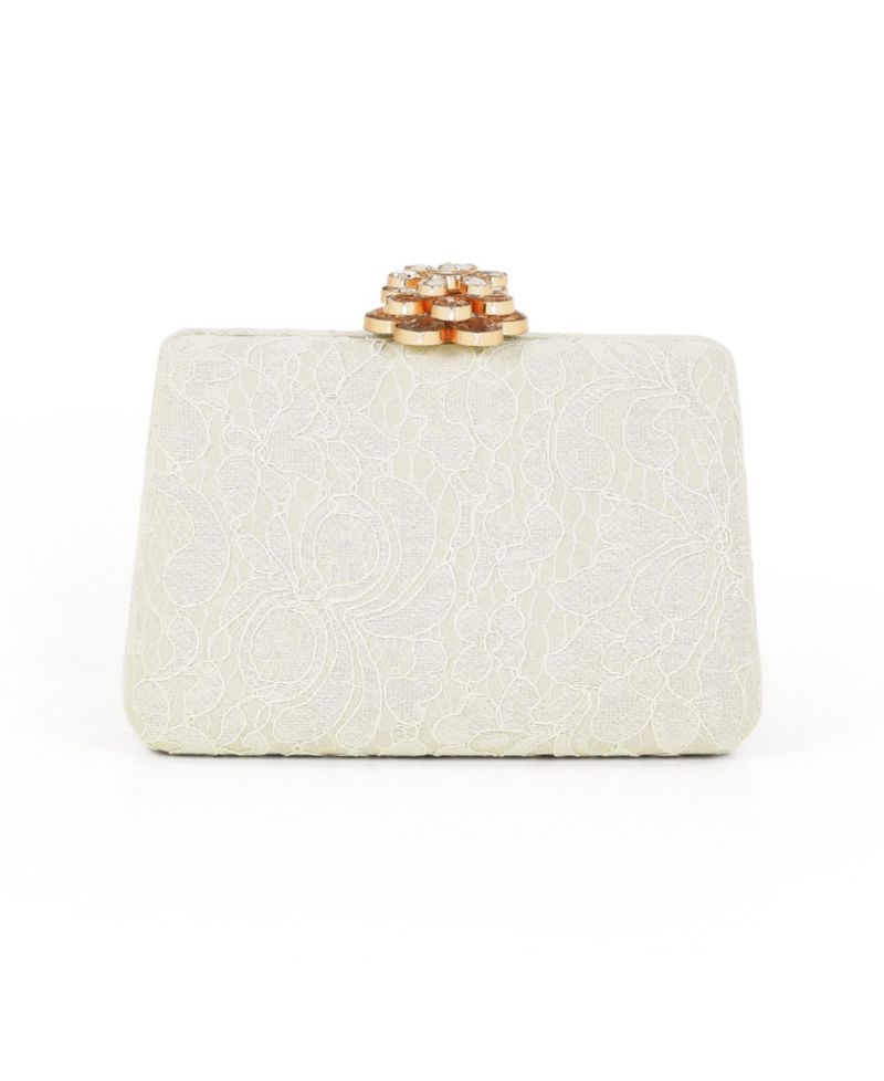 Woman's Rose Lace Minaudiere w. Floral Clasp
