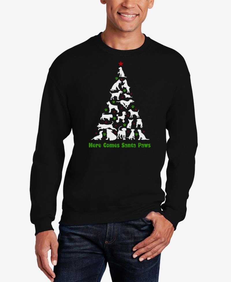 Men's Here Comes Santa Paws Word Art Crewneck Sweatshirt