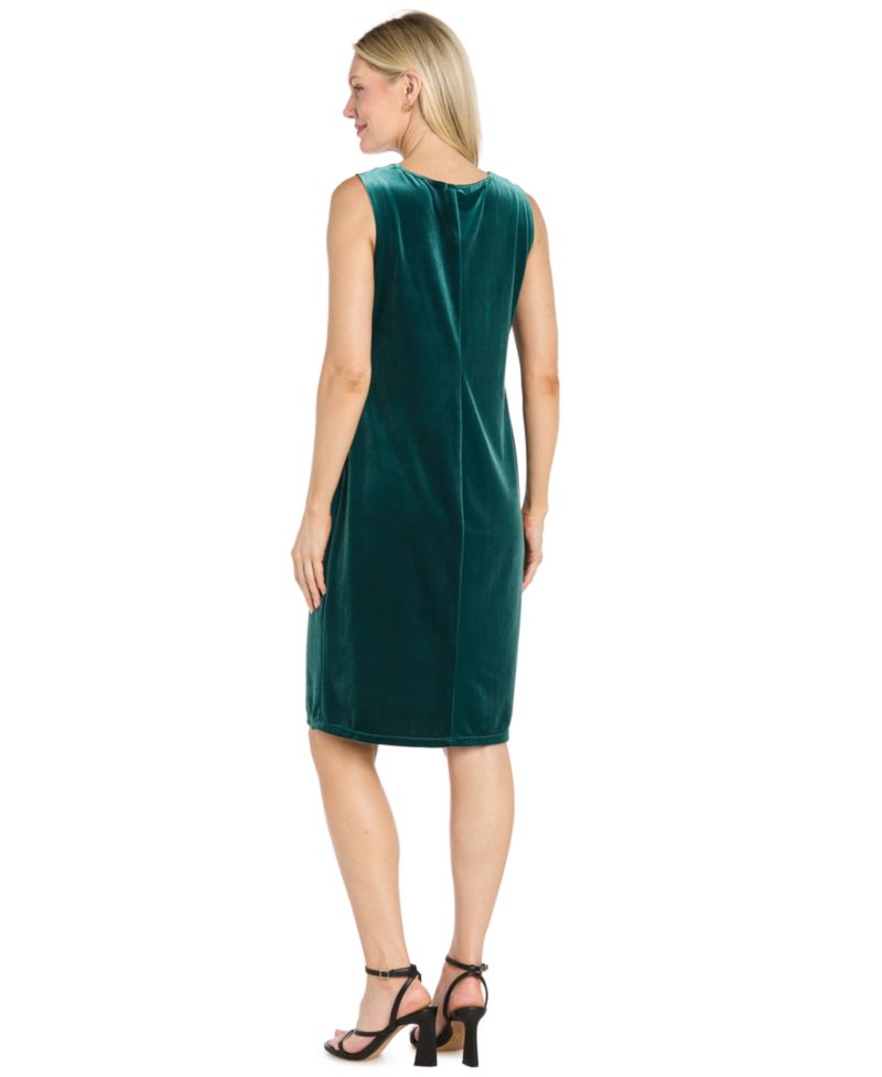 Petite Velvet Bead-Trim Removable-Jacket Dress and Jacket, 2-Piece Set