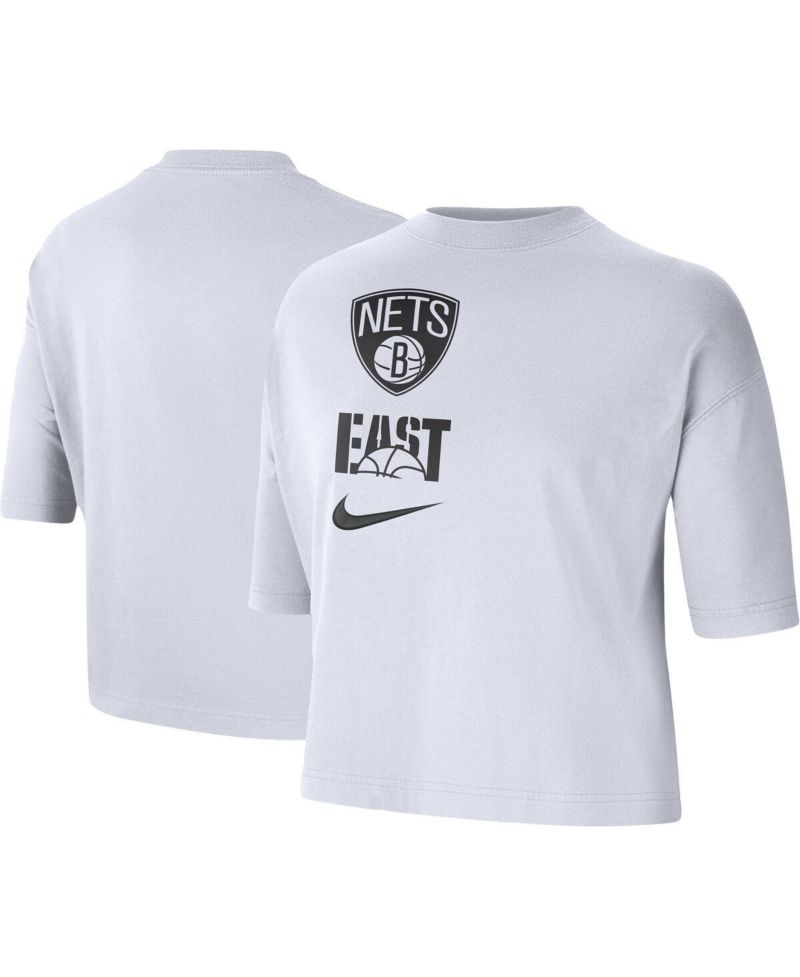 Women's White Brooklyn Nets Essential Boxy T-shirt