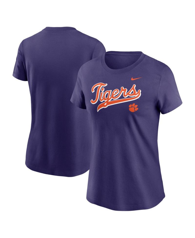 Women's Purple Clemson Tigers Local Script T-Shirt