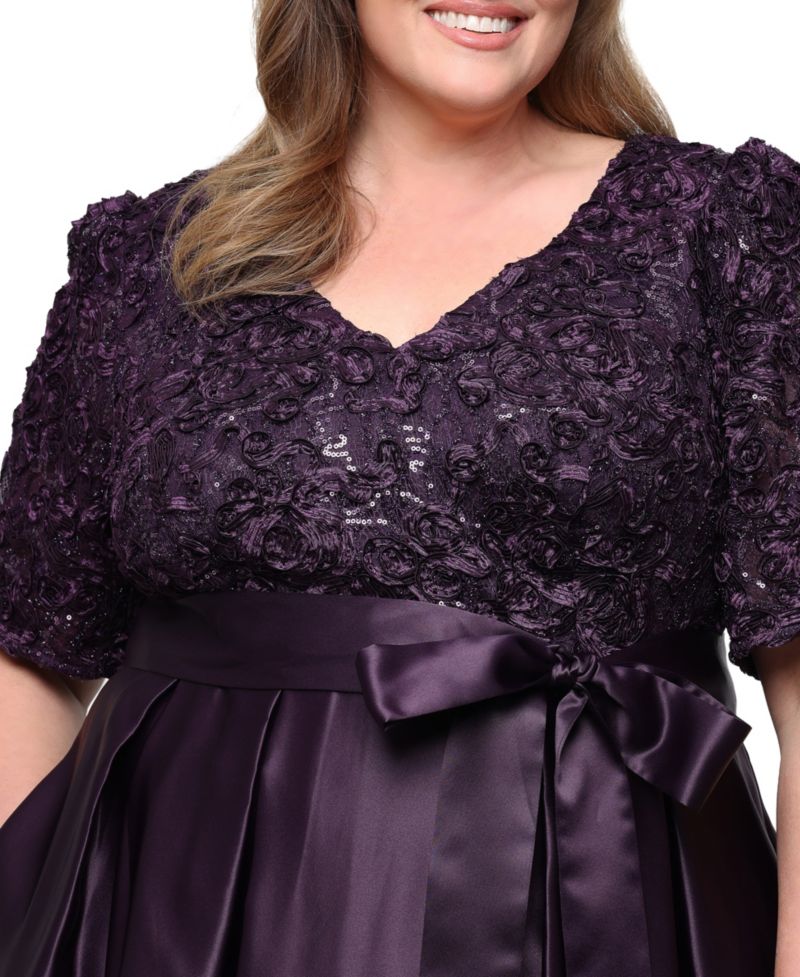 Plus Size Catherine Long V-Neck Empire Waist Dress