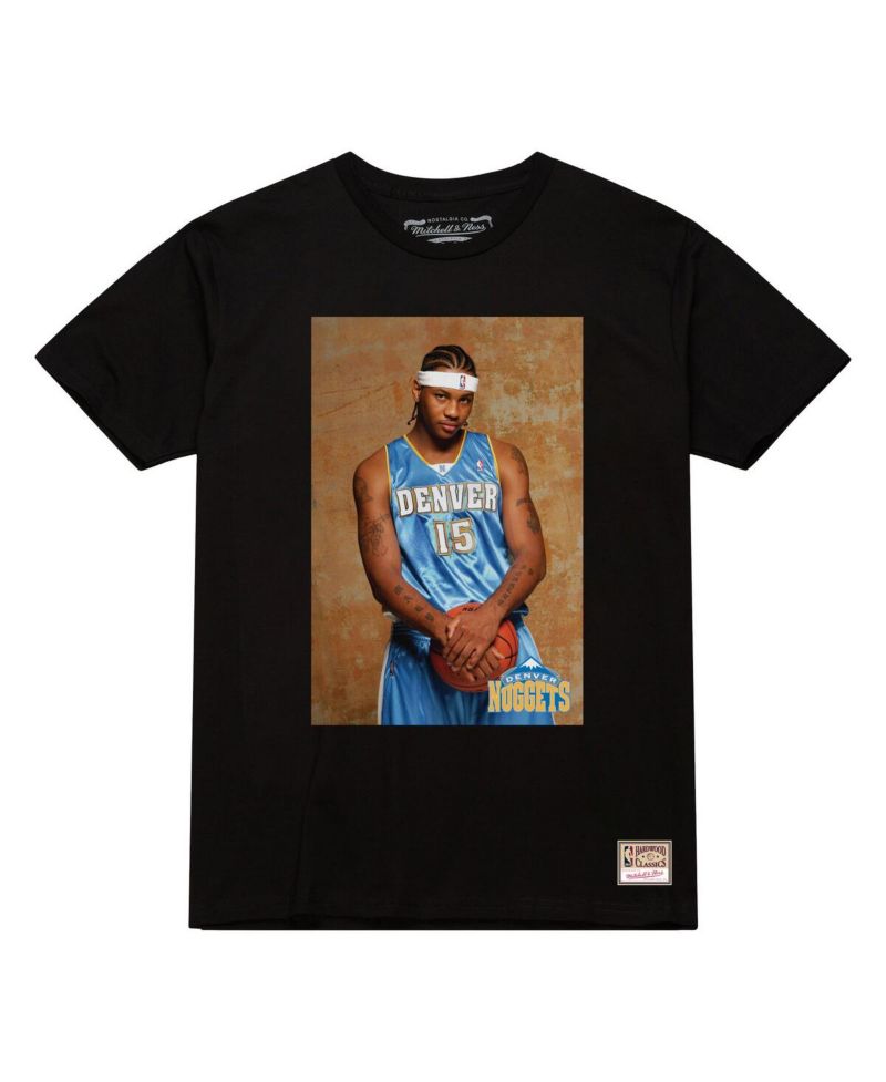Men's Carmelo Anthony Black Denver Nuggets Rookie Photo Name & Number T-Shirt