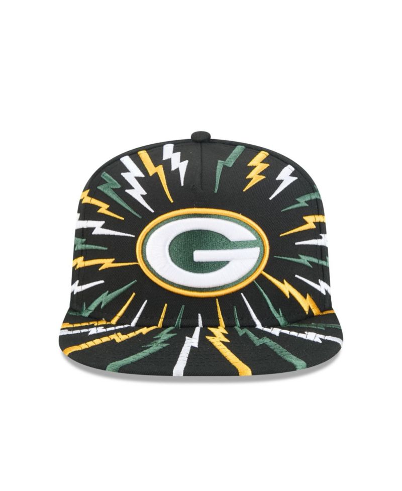 Men's Black Green Bay Packers Bolt A-Frame 9FIFTY Snapback Hat
