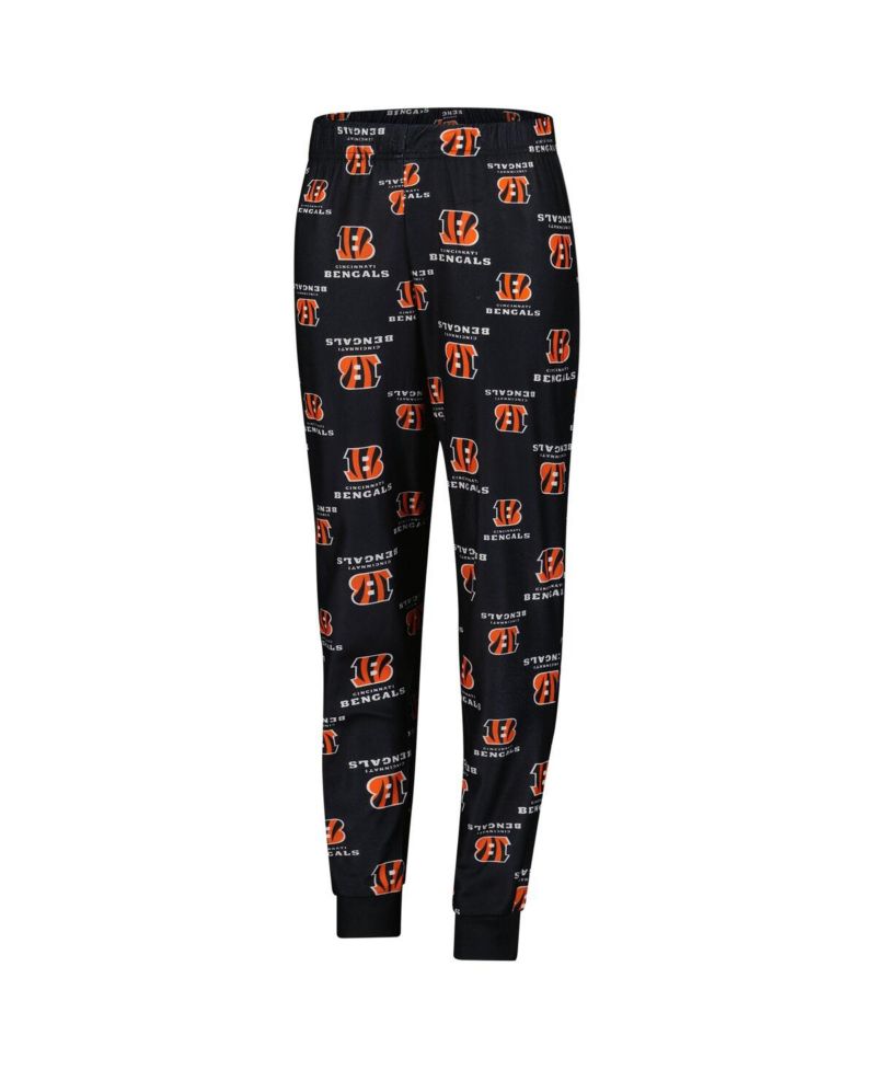 Big Boys and Girls 2-Piece Black Cincinnati Bengals All-Over-Print Long Sleeve T-Shirt and Pants Sleep Set