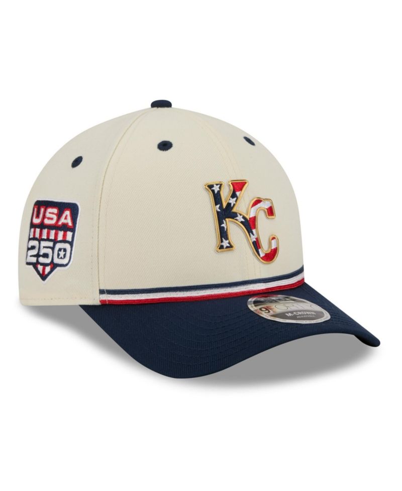 Big Boys and Girls Cream/Navy Kansas City Royals USA 250 9FORTY M-Crown Adjustable Hat