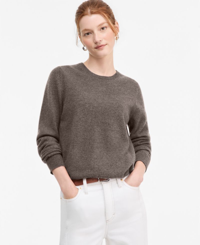 100% Cashmere Women's Petite Long-Sleeve Crewneck Sweater