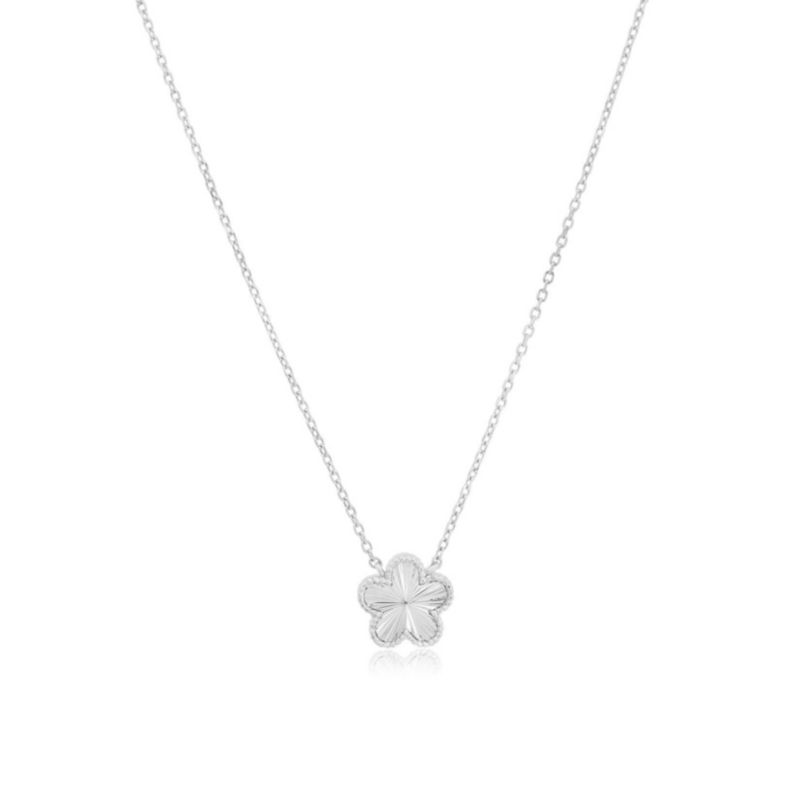 Fluted Single Flower Necklace Sterling Silver