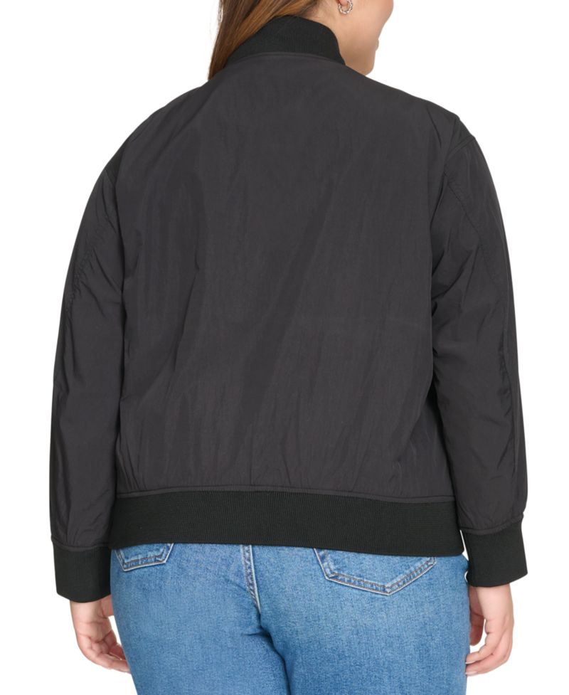 Trendy Plus Size Lightweight Zip-Front Bomber Jacket