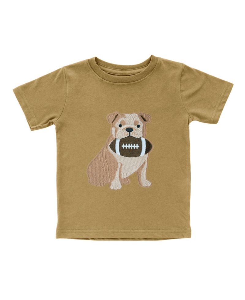 Big Boys(10-12) Bulldog Football Patch Short Sleeve T-Shirt