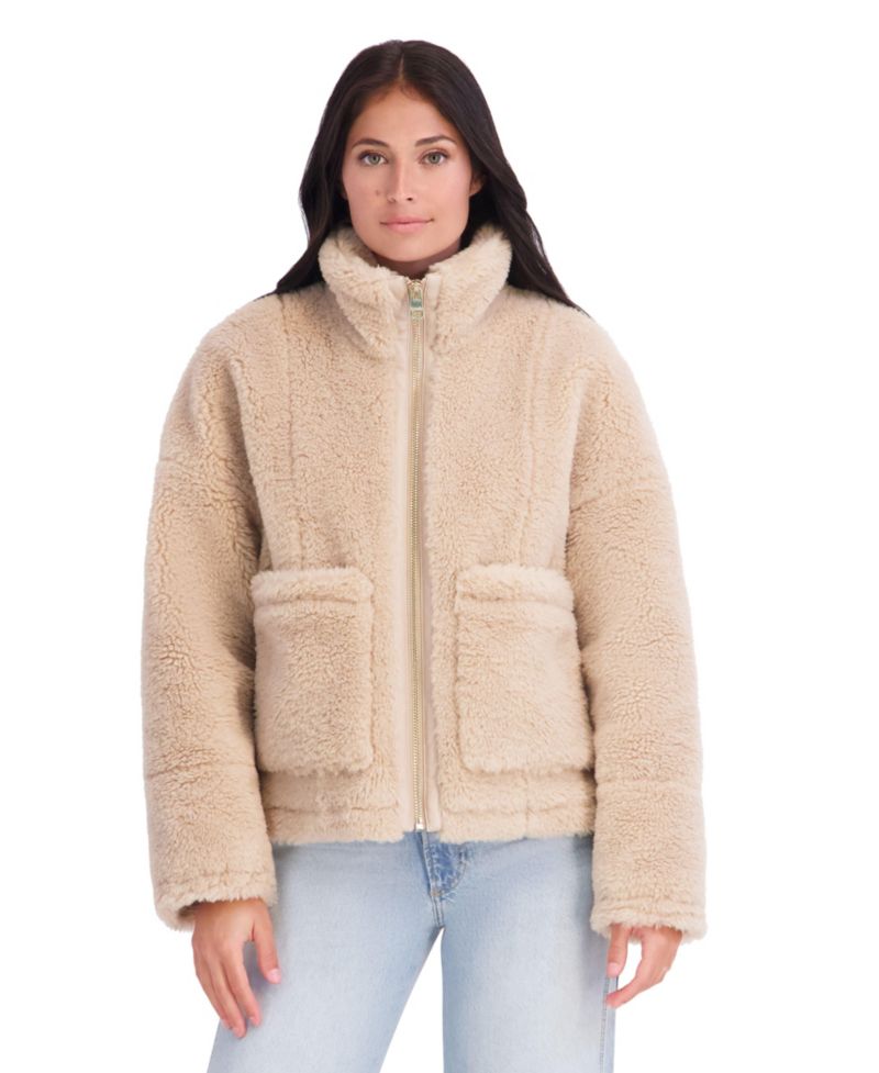 Women's Faux Fur Funnel Neck Short Jacket