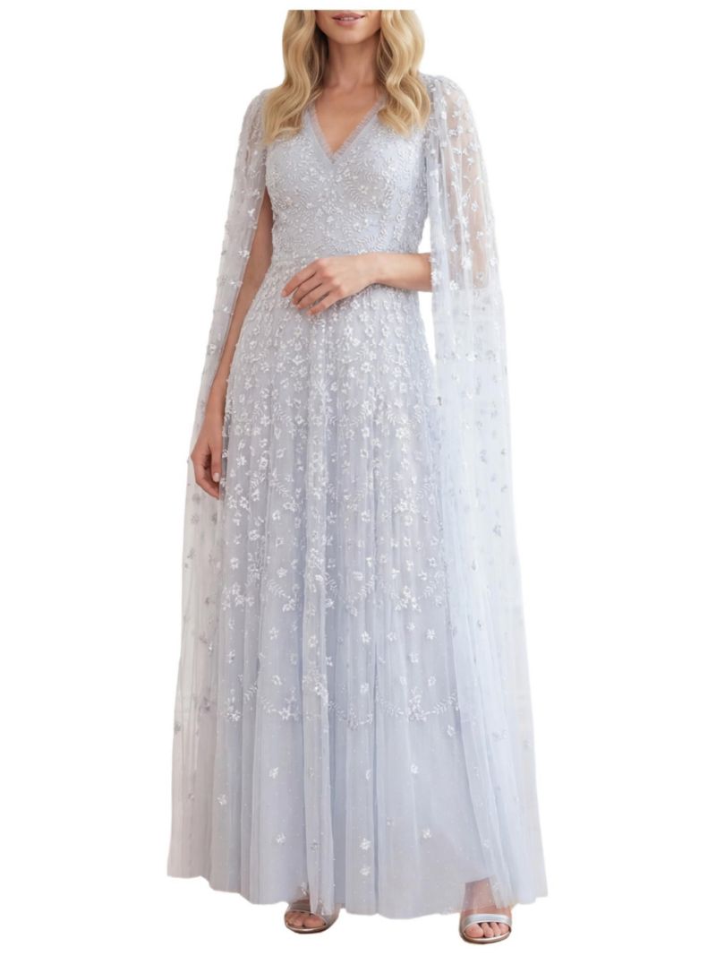 Women's Clover Cape Sleeve Ankle Gown