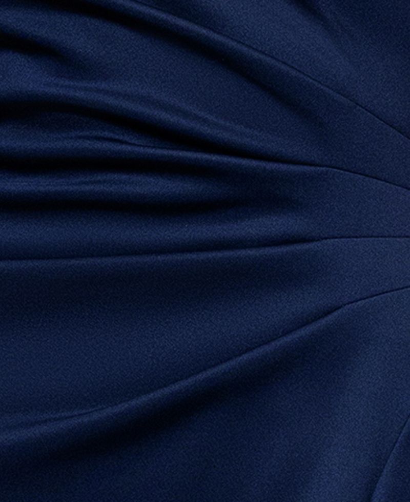 Petite Ruffled One-Shoulder Scuba Gown