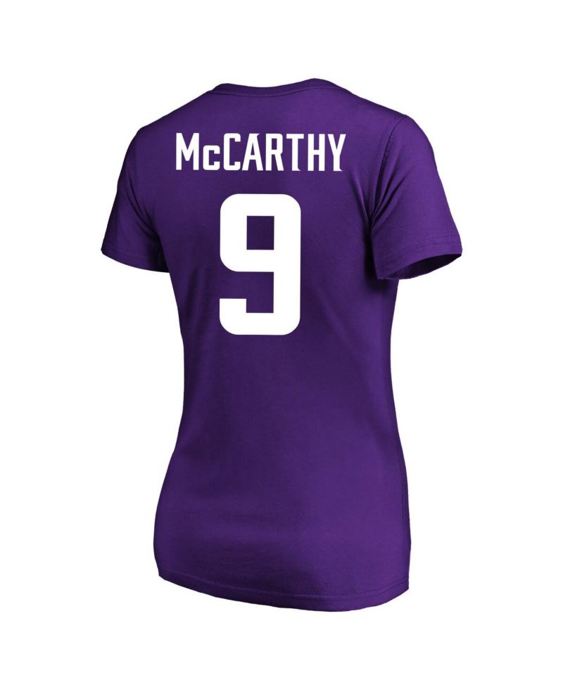 Women's J.J. McCarthy Purple Minnesota Vikings Plus Size Fair Catch Name & Number Scoop Neck T-Shirt