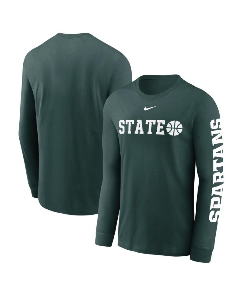 Men's Green Michigan State Spartans Basketball Icon Two-Hit Long Sleeve T-Shirt