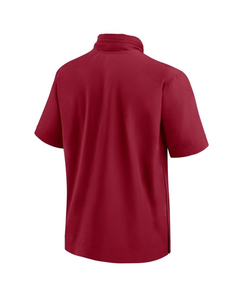 Men's Cardinal Stanford Cardinal 2024 Sideline Coach Short Sleeve Half-Zip Hoodie Jacket