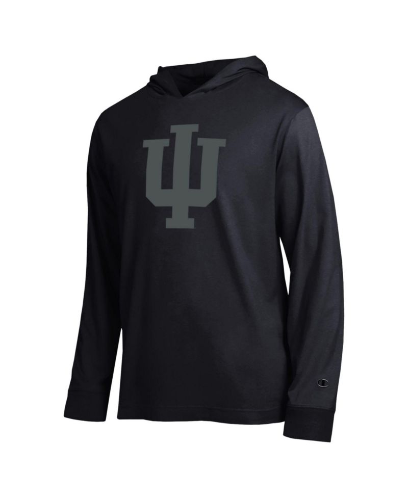 Men's Black Indiana Hoosiers Tonal All-Star Long Sleeve Hooded T-Shirt