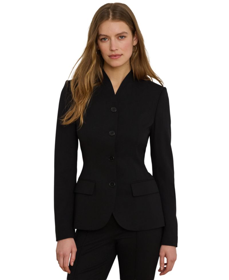 Women's Stretch Lightweight Curved Stand Collar Blazer