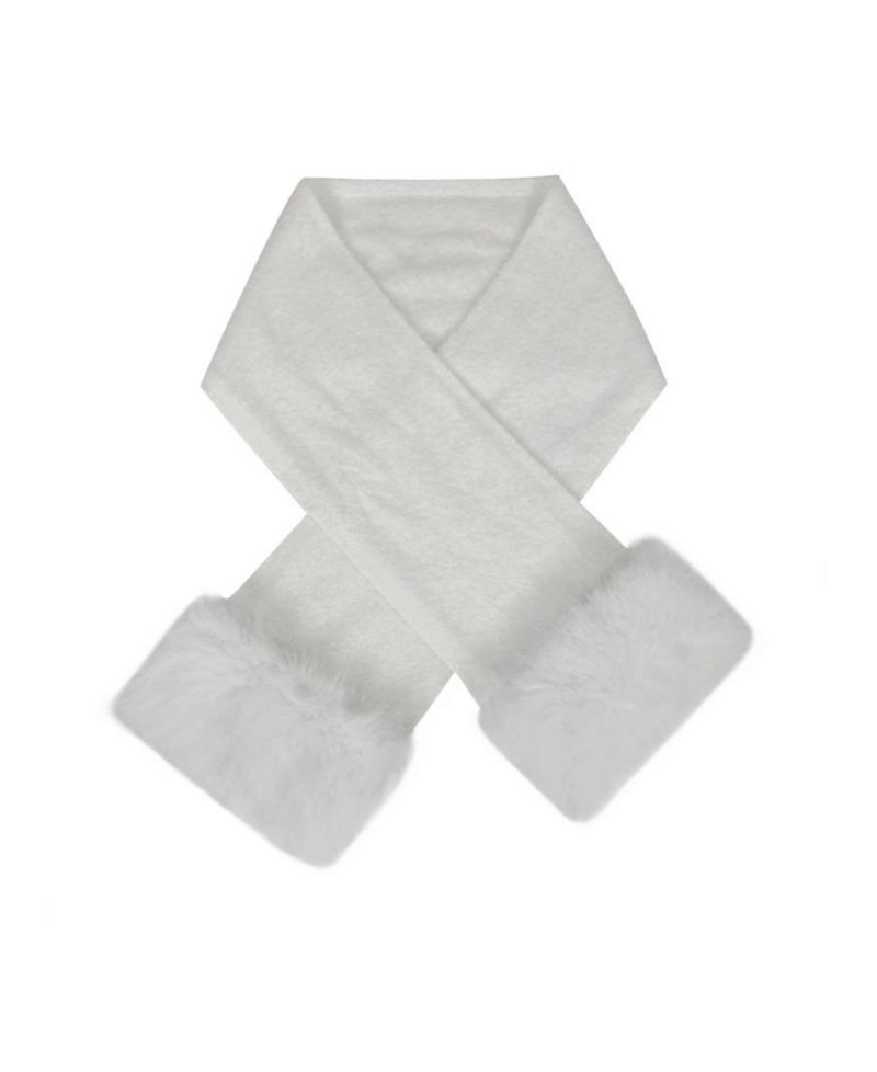 Women Selma White Wool-Blend Ribbed Knit Scarf