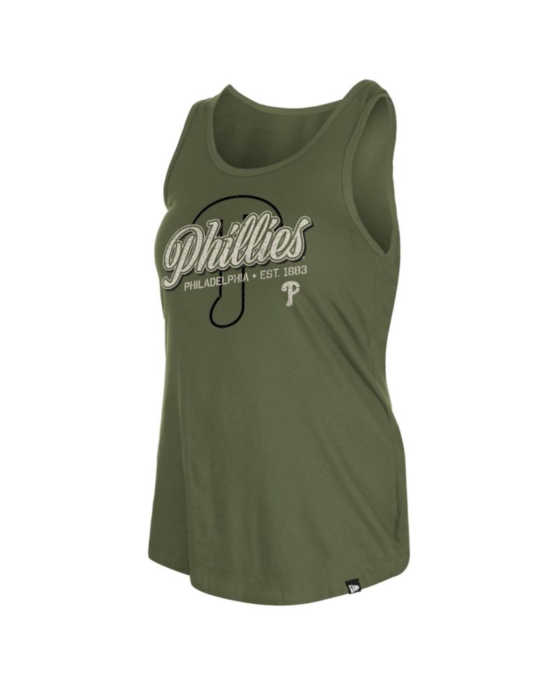 Women's Philadelphia Phillies 2026 Armed Forces Day Distressed Screen Print Graphics Tank Top