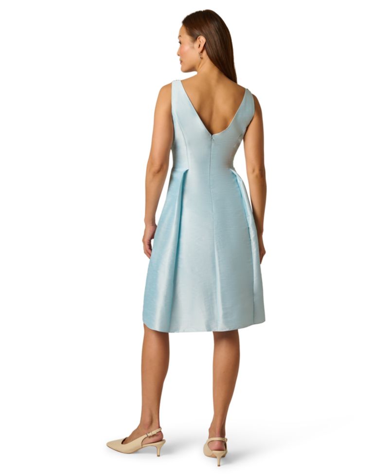 Women's Beaded Shantung Boat Neck Polyester Dress