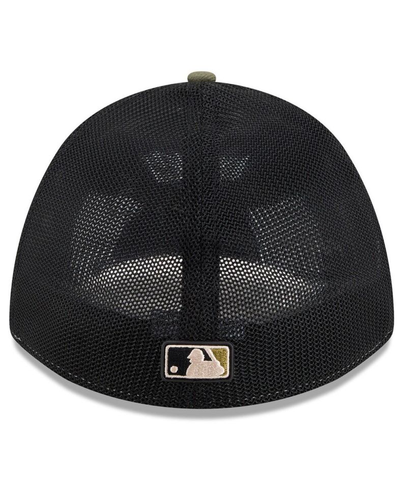 Men's Olive Washington Nationals 2026 Armed Forces Day 39THIRTY M-Crown Trucker Flex Hat