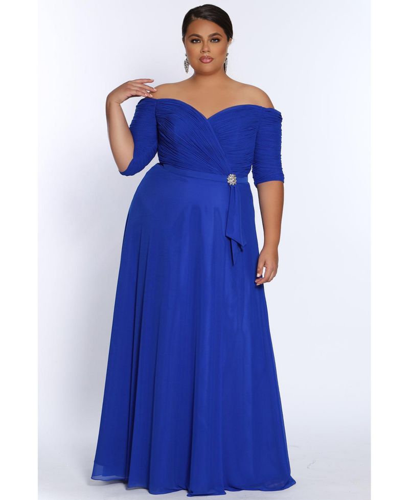 Women's Off-the-Shoulder Formal Gown with Sleeves