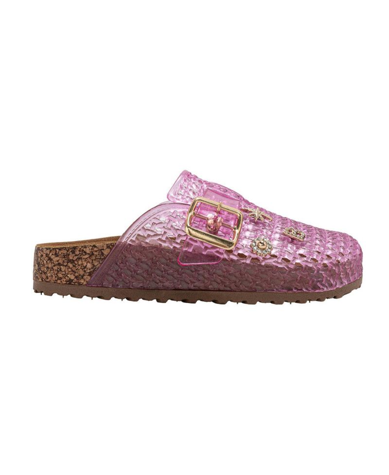 Girls Footbed Jelly Clogs - Easy Slip-On Design with Buckle and Charms