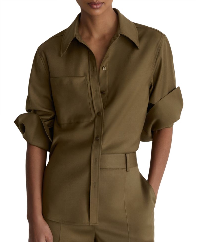 Women's Adie Wool-Blend Collared Long-Sleeve Shirt