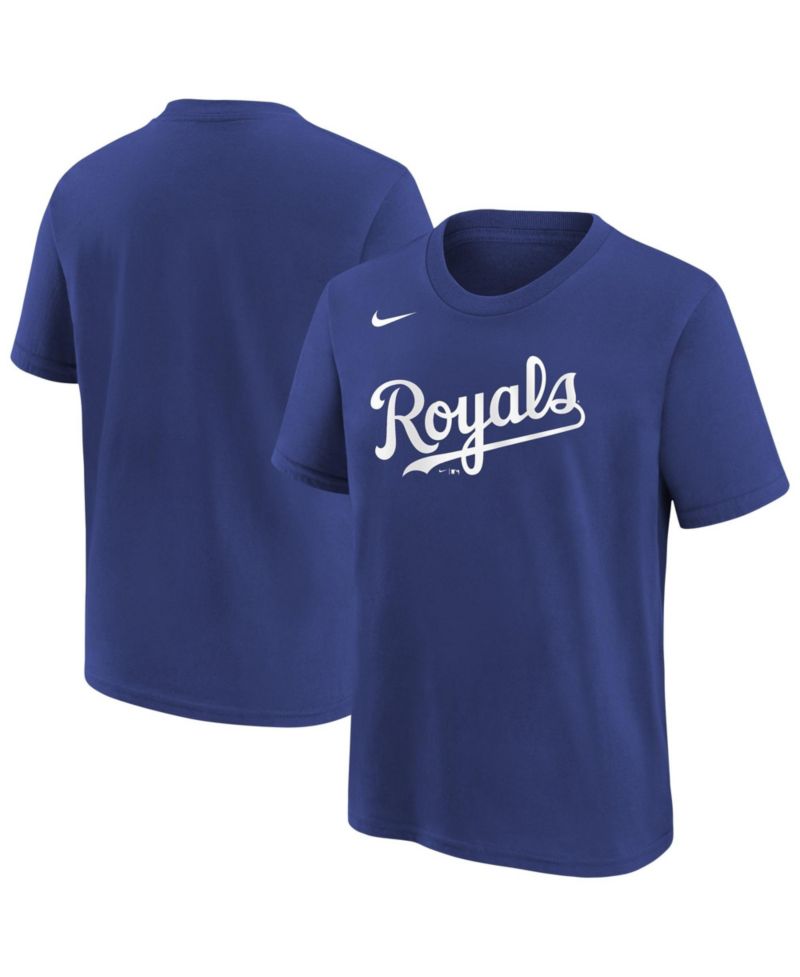 Big Boys and Girls Royal Kansas City Royals Wordmark T-Shirt