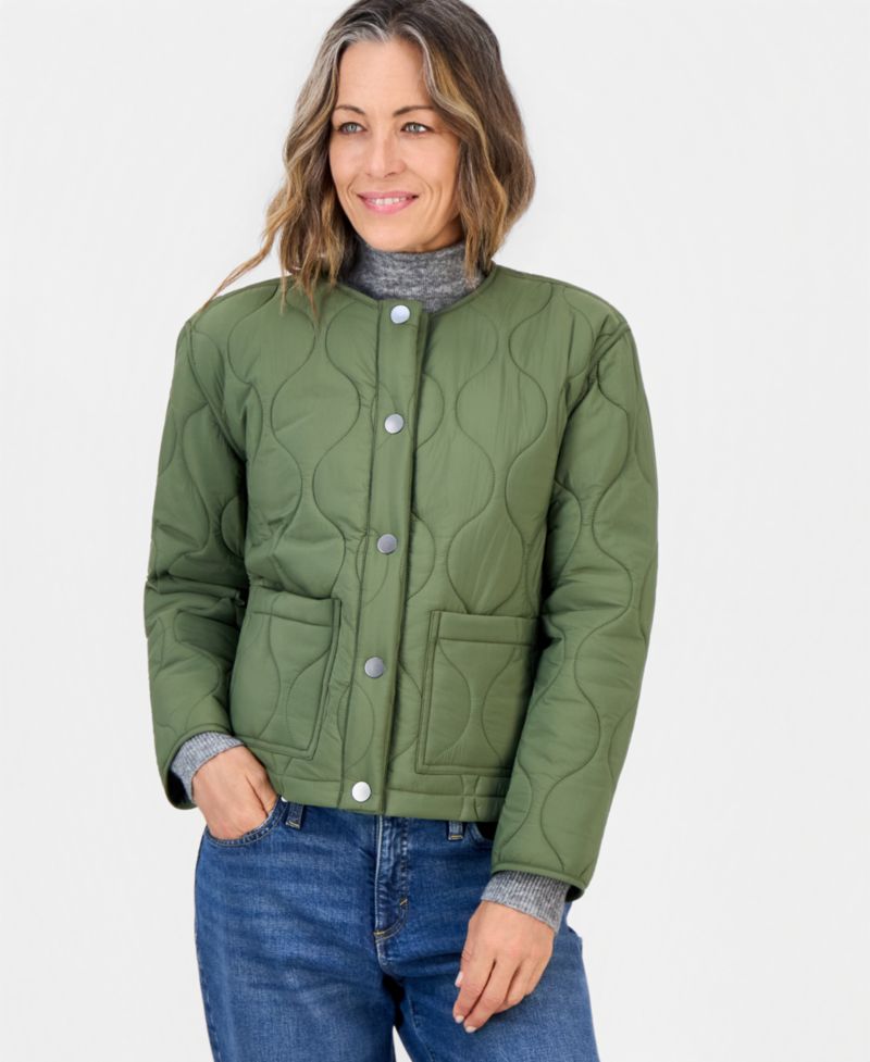 Petite Drawcord Bomber Quilted Jacket